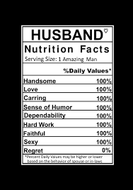 Husband Nutrition Facts Funny Birthdays Gift Blank
