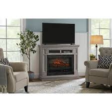 Stylewell Quintane 48 In Freestanding Electric Fireplace Tv Stand In Medium Gray Ash