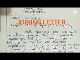 job writing a formal joinig letter