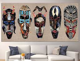 African Mask Canvas Tribal Mask Print
