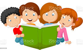 ✓ Imagen de Libro de lectura de los niños de dibujo Fotografía de Stock