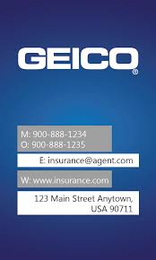 Get a geico car insurance quote to find out how much you can save. Blue Geico Business Card Design 203011