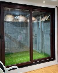 Upvc Brown Sliding Glass Door For Home