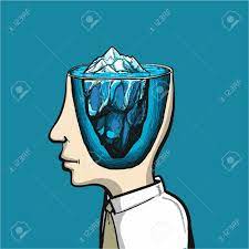 意識と潜在意識・脳の氷岩の概念ベクトル イラストの頭の中の氷河のイラスト素材・ベクター Image 69425175
