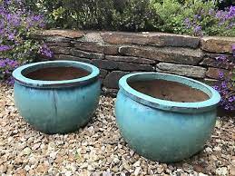 garden glazed ceramic plant pots green