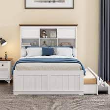 Platform Bed With Bookcase Headboard