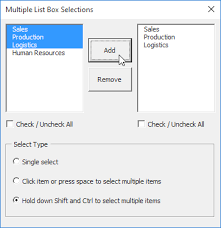 multiple list box selections in excel