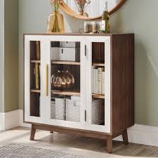 belleze modern curio cabinet 3 tier