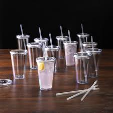 clear tumblers with matching straws