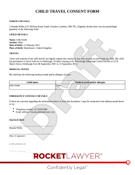 child travel consent form template