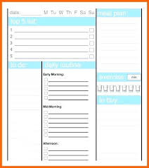 7 Day Menu Template Word Planner Fix Meal Pdf Excel