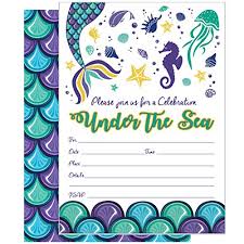 Rock Era Inc Mermaid Party Invitations For Kids Pack Of 25 Under The Sea Birthday Invites With Envelopes Tell Everyone About Your Girls Or Boys
