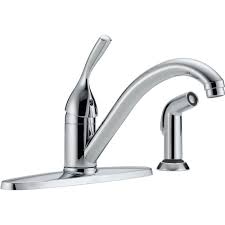 Kitchen sink faucets at home depot. Delta Classic Single Handle Standard Kitchen Faucet With Side Sprayer In Chrome 400 Dst The Home Depot