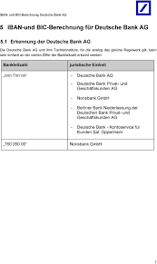 Iban account number (international bank account number). Iban Und Bic Berechnung Fur Konten Der Deutsche Bank Ag Dokumentation Der Regeln Inkl Beispielen Pdf Free Download