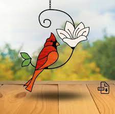 Red Cardinal Stained Glass Suncatcher