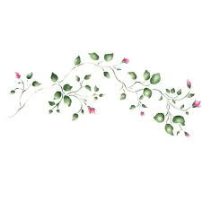 Small Rosebud Vine Wall Stencil Pg