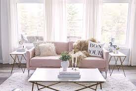 blush pink sofa living room decor