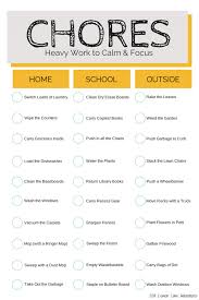 Free Chore Chart Heavy Work To Focus And Calm Kids