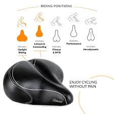 The round shape at the rear provides one of the most comfortable experiences out there while riding in the upright/cruising position. Bikeroo Oversize Comfort Bike Seat With Elastomer Spring Most Comfor