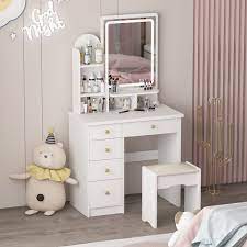 fufu a makeup vanity with 5 drawers