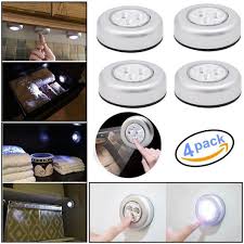 4 Pcs 3 Led Touch Push On Off Light Self Stick On Click Battery Operated Lights 6453563144966 Ebay