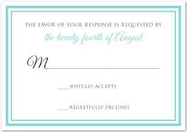 Wedding Response Card Samples Turquoise Double Border Response Card