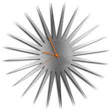 Mcm Starburst Clock Silver Midcentury