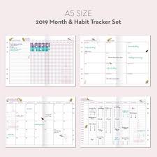 Printable 2019 Month Planner Habit Tracker Filofax A5
