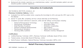 Resume Resume For A Pharmacy Technician