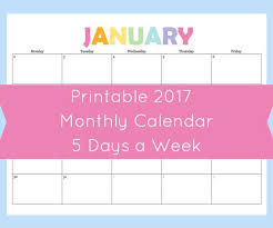 Printable Calendar 5 Day Calendar 5 Day Weekly Planner Teacher
