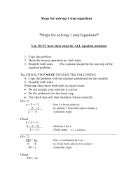 steps for solving 1 step equations