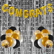 A wide variety of party decorations supplies options are available to you, such as event & party item type. Graduation Party Decorations Supplies 2020 16 Inch Gold Congrats Foil Balloons Black White Gold Confetti Balloons Sliver Metallic Fringe Curtains Great For Graduation Decorations Wedding Engagement Bachelorette Bridal Baby Shower Party Supplies