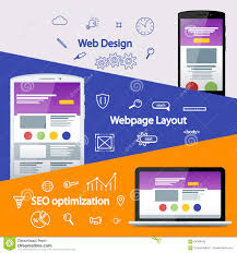 Web Design Layout Of Sites Seo Promotion Flat Material