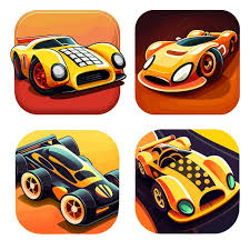 racing car icons for mobile game app
