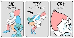 Find the newest lay down cry meme. Emily Foaly On Twitter Me After Last Night S Steven Universe In A Good Way Image An Older Meme In The Style Of An Airline Safety Information Card Three Panels Showing