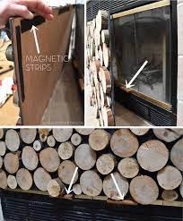 faux stacked log fireplace screen