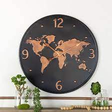 Modern World Map Wall Clock Antique