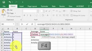 using averageif in excel to calculate