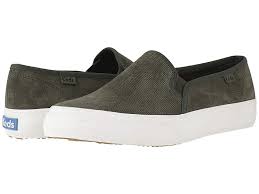 Keds Double Decker Suede Womens Slip On Shoes Forest Green