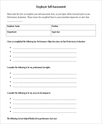 Employee Self Assessment Example 9 Samples In Word Pdf