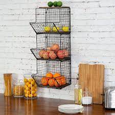 3 Tier Black Metal Wire Wall Mounted