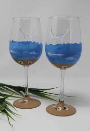Hand Painted Wine Glasses Beach And