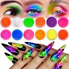 12 colors neon phosphor pigment nail