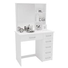 white painted makeup vanity table
