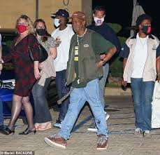 Submitted 3 hours ago by senorjuwan. Travis Scott Dons Olive Green Vest And Light Wash Baggy Jeans As He Leaves Nobu Malibu With Friends Daily Mail Online