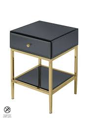 Black Glass And Brass Side Table