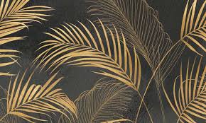 Golden Palm Leaves Wall Mural Wallpaper