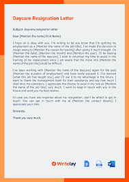 daycare resignation letter 4 templates