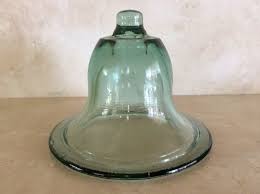 Vintage Blue Green Glass Bell Jar
