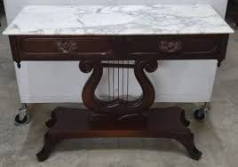 Sofa Table Marble Top Lyre Harp Base